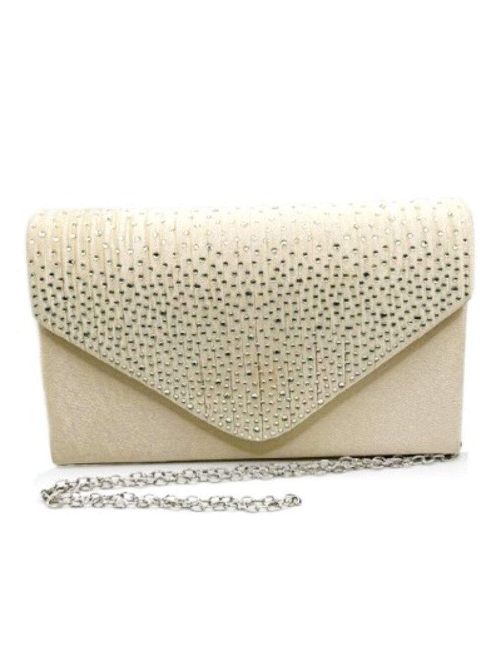 Ivory Satin Rhinestone Evening Bag Clutch Crossbody Bridal Purse